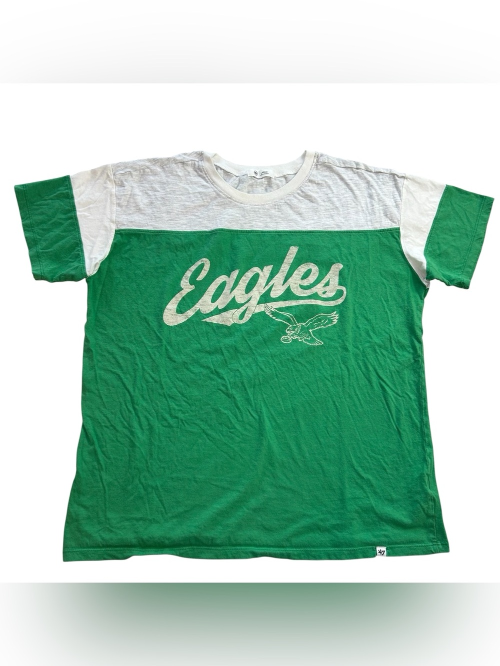 Philadelphia Eagles 47’ Brand Vintage Style NFL Women’s T-shirt Green White sz L